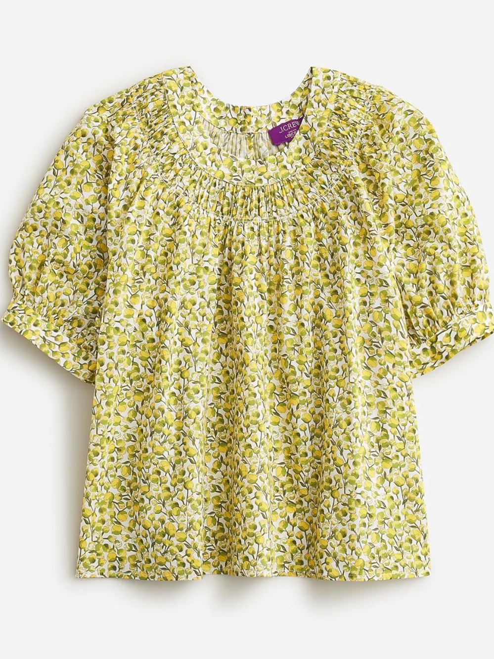 NWOT Liberty J Crew High Neck Puff Sleeve Top in Liberty Eliza Yellow Fabric